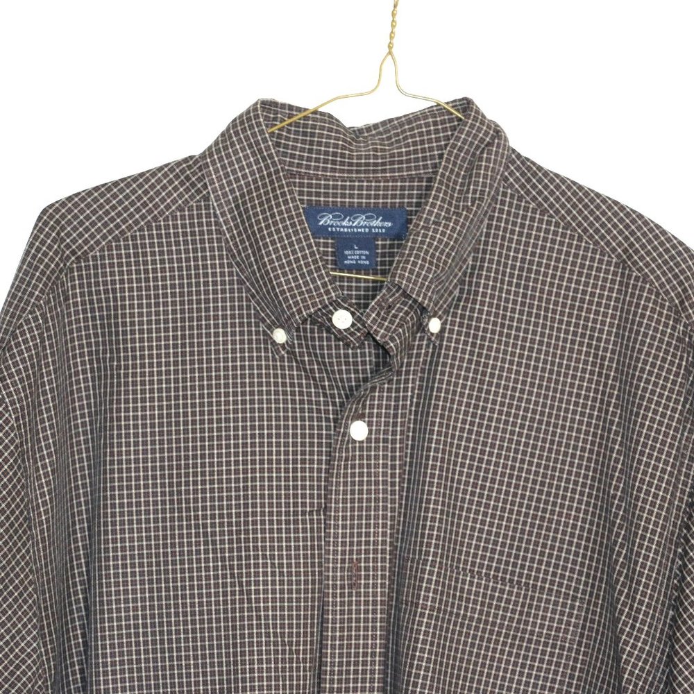Brooks Brothers brown plaid dress shirt.